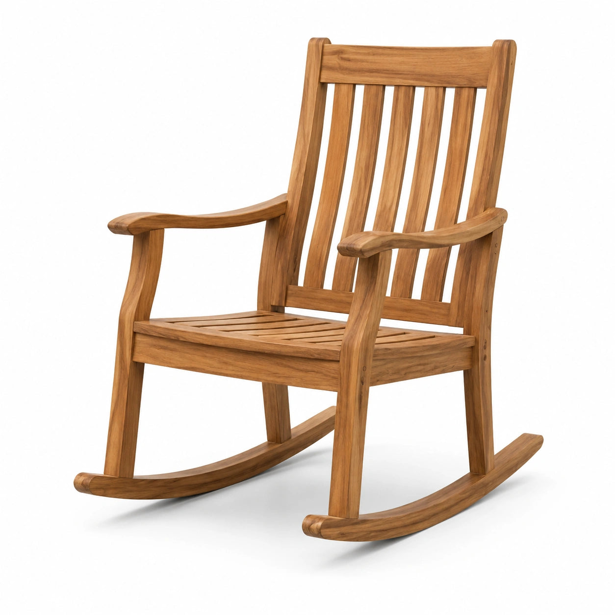 Mecedora de madera de teca marrón para exterior