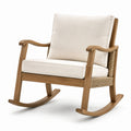 Mecedora de madera con cojines de algodón beige