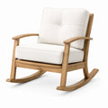 Silla mecedora de madera de roble y poliéster crema