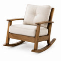 Mecedora de madera y poliéster beige 70x80x90 cm
