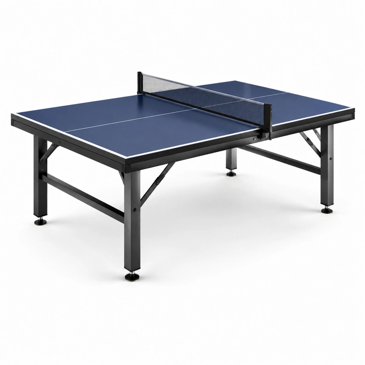 Mesa de ping-pong con estructura de acero y MDF azul